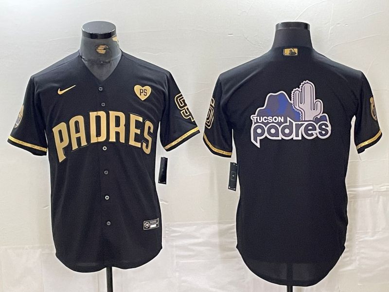 Men San Diego Padres Blank Black gold 5 th generation Nike 2024 MLB Jersey style 2